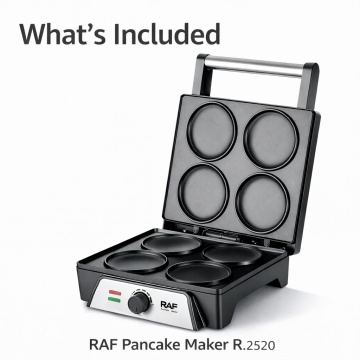 Aparat de waffe electric, Profesional Raf R2520, 1600W 4 Forme Incalzire, Otel Inoxidabil, Negru - Img 8