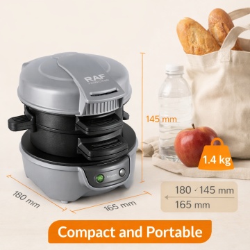 Aparat Sandwichuri si Burgeri Raf R666 600W Placi Antiaderente Compact Usor de Curatat Gri - Img 7