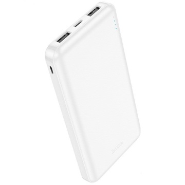 Baterie externa 10.000mAh, Hoco J100, 2xUSB-A, incarcare rapida, alb - Img 1