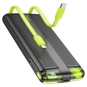Baterie externa Hoco J127A, 10000mAh cu mini-cabluri USB-C / Lightning, 20W, Display LED, Mecha Dual, Negru - Img 1