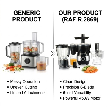 Blender Multifunctional 6 in 1 Raf R2869, 450W cu Tocator, Storcator si Rasnita, Negru-Gri - Img 5