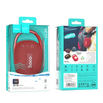 Boxa portabila 5W, Hoco HC17, Bluetooth 5.3, microfon wireless, TF card, USB, rosu - Img 5