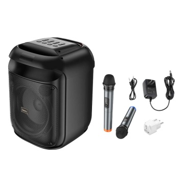 Boxa portabila 60W, Hoco HA13, Bluetooth 5.0, 2 microfoane wireless, TF card, USB, negru - Img 4