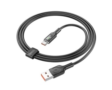 Cablu USB-A la Lightning, Hoco U120, 2.4A, LED Power, 1.2m, negru - Img 3