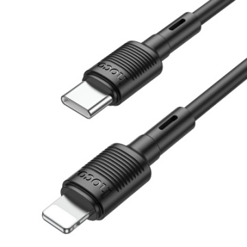 Cablu USB-C la Lightning, Hoco X83, PD20W, QC3.0, 1m, negru - Img 1