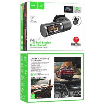 Camera Video pentru masina Hoco DV8, HD 2K, cu mini LCD, Fata + Camera Spate, negru - Img 6