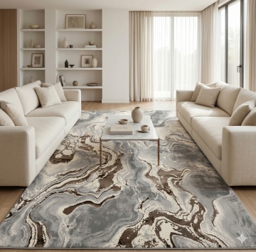 Covor Livario Aurum Galaxy Maro, design modern abstract, confort sporit, gri maro