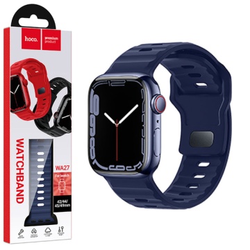 Curea silicon pentru iWatch, Hoco WA27, Universal Size, Flexibile Band, Stepped, albastru - Img 1