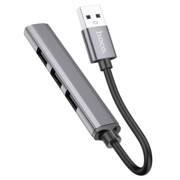 Hub Adaptor Multiport USB-A la USB-A, Hoco HB26 OTG 3.0 + 3x USB-A 2.0, 4 in 1, gri - Img 2