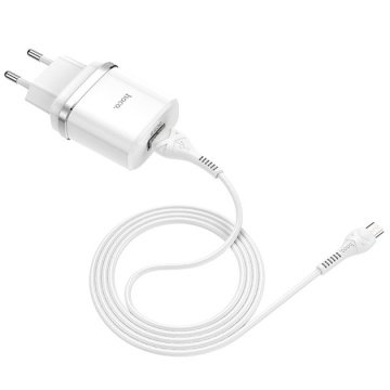 Incarcator Retea + Cablu MicroUSB, Hoco C12Q, 18W, 1xUSB-A, QC 3.0, alb - Img 2