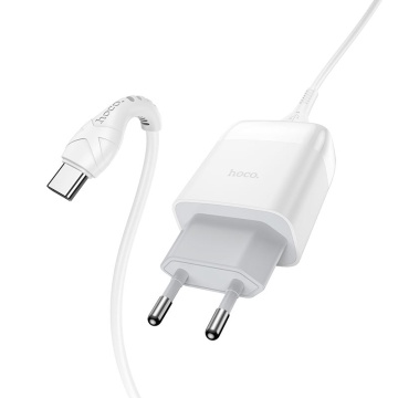 Incarcator Retea + Cablu MicroUSB, Hoco C72Q, 18W, 1xUSB-A, QC 3.0, alb - Img 1