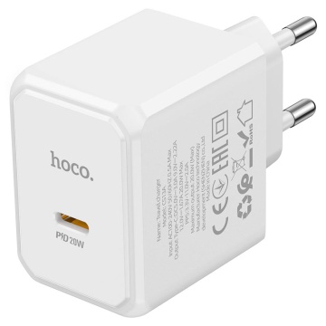 Incarcator Retea + Cablu USB-C, Hoco CS13A, 20W, 1xUSB-C, PD, alb - Img 2