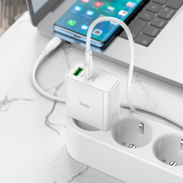 Incarcator Retea Hoco C113A, 65W, 1xUSB-C, 1xUSB-A, PD, QC 3.0, alb - Img 4