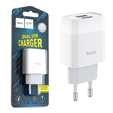 Incarcator Retea Hoco C73A, 18W, 2xUSB-A, QC 3.0, alb - Img 3