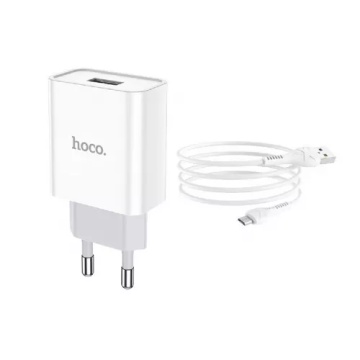 Incarcator Retea Hoco C80A Plus, 20W, 5V, 3.1A, 1xUSB-C, 1xUSB-A, PD, QC 3.0, alb - Img 1