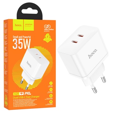 Incarcator Retea Hoco N29, 35W, 2xUSB-C, PD, alb - Img 4
