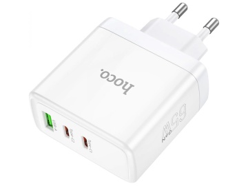 Incarcator Retea, Hoco N30, GaN, 65W, 2xUSB-C, 1xUSB-A, PD, QC 3.0, alb - Img 2