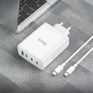 Incarcator Retea Hoco N31, GaN, 100W, 3xUSB-C, 1xUSB-A, PD, QC 3.0, alb - Img 4