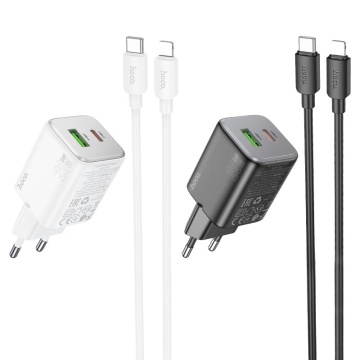 Incarcator Retea Hoco N41, 20W, 1xUSB-C, 1xUSB-A, PD, QC 3.0, alb - Img 4
