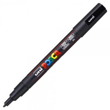 Marker UNI Posca PC-3M, varf rotund, 0.9-1.3mm, negru - M196 - Img 1