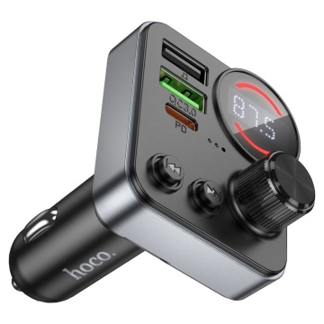 Modulator FM/Incarcator Auto, Hoco E86, PD48W, 1xUSB-C, 2xUSB-A, negru - Img 3