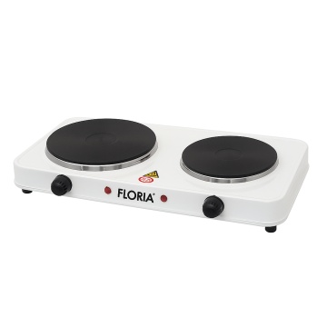 Plita electrica dubla Floria ZLN2843, 2500W, 2 ochiuri din fonta, termostat reglabil, protectie supraincalzire, indicator luminos, culoare alba