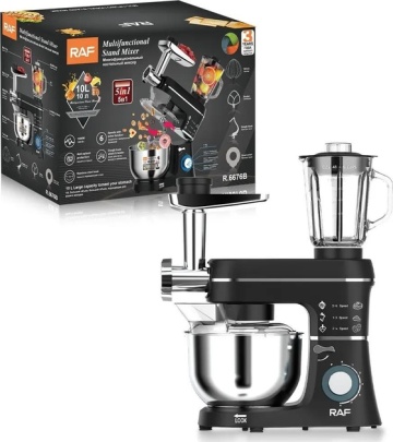 Robot de bucătărie Raf R6676B – 1400W, bol inox 4,5L și accesorii multifuncționale - Img 4