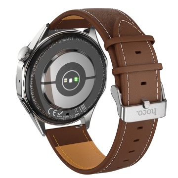 Smartwatch barbati Hoco Y21, ecran AMOLED 1.43", Bluetooth 5.0, apeluri, baterie 250mAh, curea piele, metal silver - Img 2