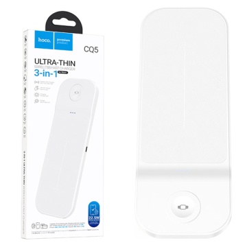 Statie Incarcare Wireless, Hoco CQ5, Magsafe, 22.5W, 5V, 3A, Qi Charging, AP Series, 3 in 1, alb - Img 4
