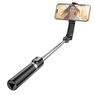 Suport selfie Hoco K20, mini telescopic 0.98m, 2 in 1, inox, telecomanda BT, negru - Img 1