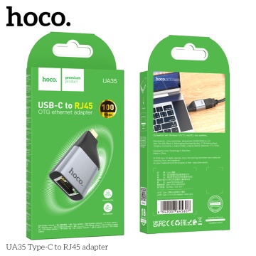 Adaptor USB-C la RJ45, OTG Hoco UA35, rețea 100Mbps, gri - Img 6