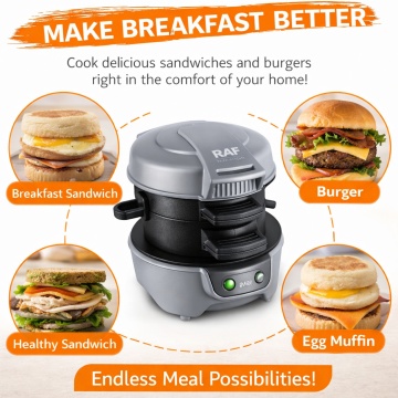 Aparat Sandwichuri si Burgeri Raf R666 600W Placi Antiaderente Compact Usor de Curatat Gri - Img 4