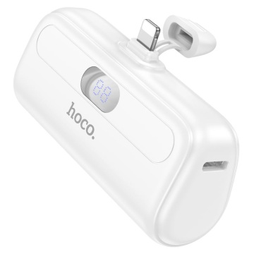 Baterie externa Hoco J116, 5000mAh cu afișaj digital, conector Lightning, dimensiuni compacte, 5V/2A, alb - Img 3