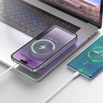 Baterie externa Hoco Q22, 10000mAh, wireless, USB-C PD, 2xUSB-A QC 3.0, magnet, display LED, violet - Img 3