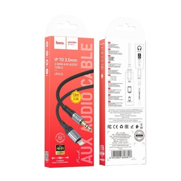 Cablu audio Aux Lightning la Jack 3.5mm, Hoco UPA26, 1m, negru - Img 5
