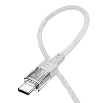 Cablu Type-C la Type-C, Hoco U129, PD60W, QC3.0, 3A, Crystal, 1.2m, gri - Img 2