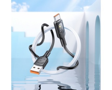 Cablu USB-A la Lightning, Hoco U120, 2.4A, LED Power, 1.2m, negru - Img 4