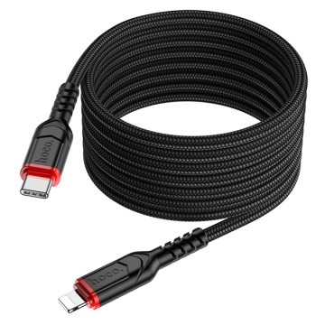 Cablu USB-C la Lightning, Hoco X59, PD20W, QC3.0, Braided, 2m, negru - Img 3