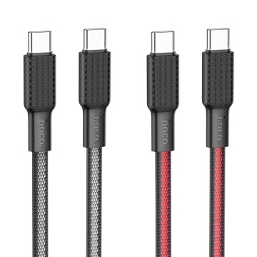 Cablu USB-C la Lightning, Hoco X69, PD60W, QC3.0, Flat, Braided, 1m, negru-gri - Img 4