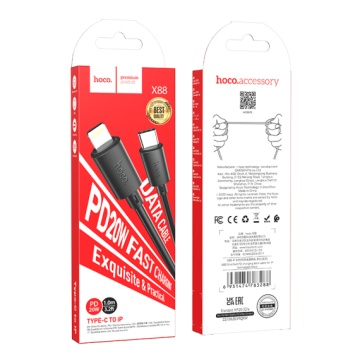 Cablu USB-C la Lightning, Hoco X88, PD20W, QC3.0, 1m, negru - Img 3