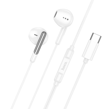 Casti cu Fir Hoco M123, In Ear, USB-C, 1.2m, Mic & Volume Key, HiFi, alb - Img 1