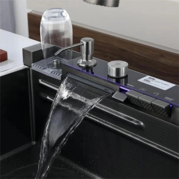 Chiuveta Profesionala LUX Hausberg HBC-9955AU, inox, multifunctionala, baterie dubla, cuva dubla, accesorii incluse, auriu - Img 4