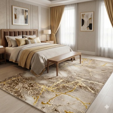 Covor Modern Livario Imperial Effect Gresie Beige Gold - Img 3