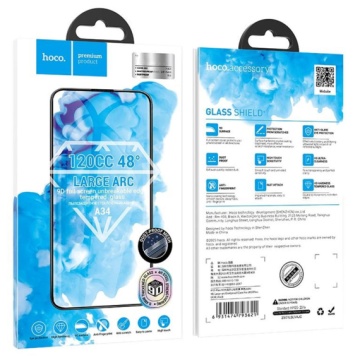 Hoco A34 folie clear iPhone 15 Pro Max, sticla securizata 6D DustProof, rama neagra, HD Glass - Img 4
