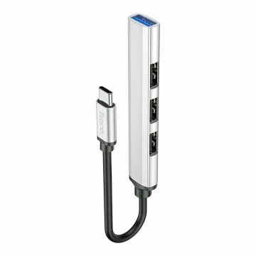 Hub Adaptor Multiport USB-C la USB-A, Hoco HB26 OTG 3.0 + 3x USB-A 2.0, argintiu - Img 3