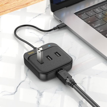 Hub USB Multiport, Hoco HB31, USB-A la 4 x USB-A 2.0, 4 in 1, 1.2m, negru - Img 3