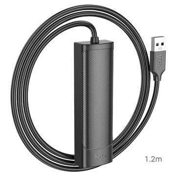 Hub USB, Multiport, Hoco HB41, USB-C la 3 x USB-A 3.0, USB-A 2.0, 480Mps, 20cm, negru - Img 3
