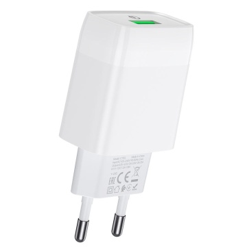 Incarcator Retea + Cablu MicroUSB, Hoco C72Q, 18W, 1xUSB-A, QC 3.0, alb - Img 2