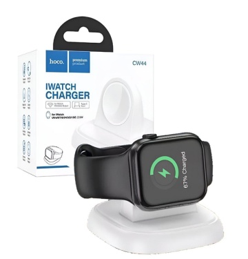 Incarcator Wireless Hoco CW44, iWatch, 2.5W, Qi Charging, Stand, alb - Img 1