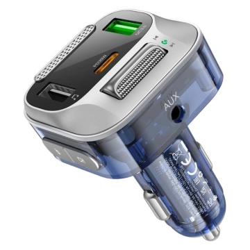 Modulator FM | BT, Hoco E75, 30W, 1xUSB-C, 1xUSB-A, PD, QC 3.0, albastru - Img 2